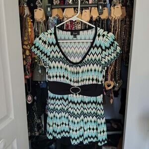 60s STYLE THROWBACK PATTERN SILKY SUMMER SHIRT WITH SEWN IN BELT
